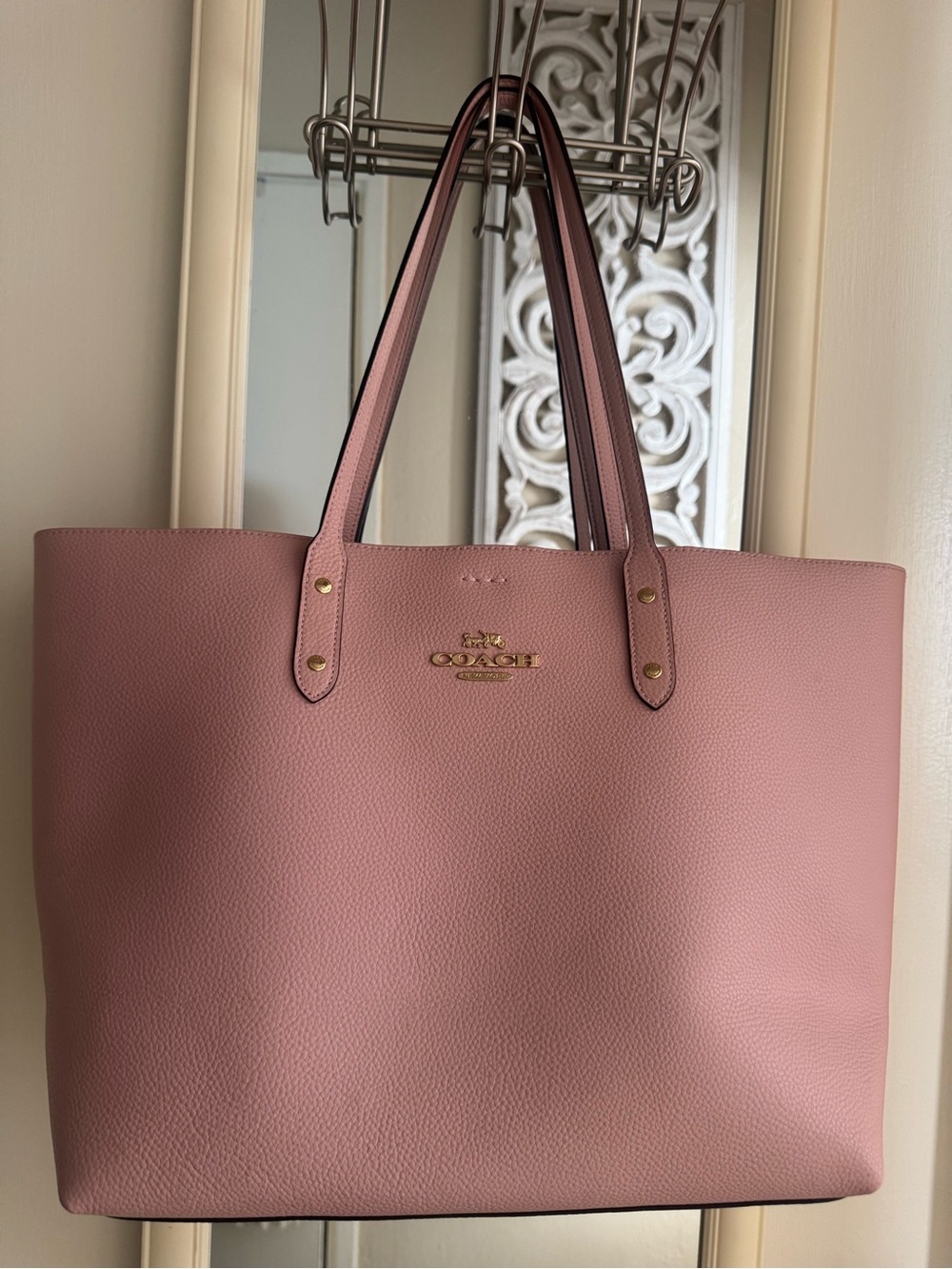 Coach Town Tote Blossom Pink Pebble Leather